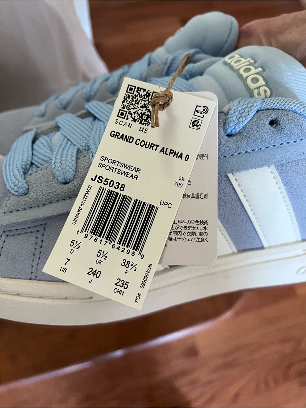 ADIDAS Grand Court Alpha O's Sneakers Women's Size 7 Light Blue Suede JS5038 NIB - Picture 10 of 10